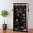 thumbnail image 2 of 10 Tiers Shoe Rack with Dustproof Cover Closet Shoe Storage Black, 2 of 5