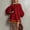 Red, variant on Morttic Women's Elastic Crew Neck Mini Dress – Puff Long Sleeve Striped Hem Loose Short Dress for Cute Daily Outfit & Vacation Red,S