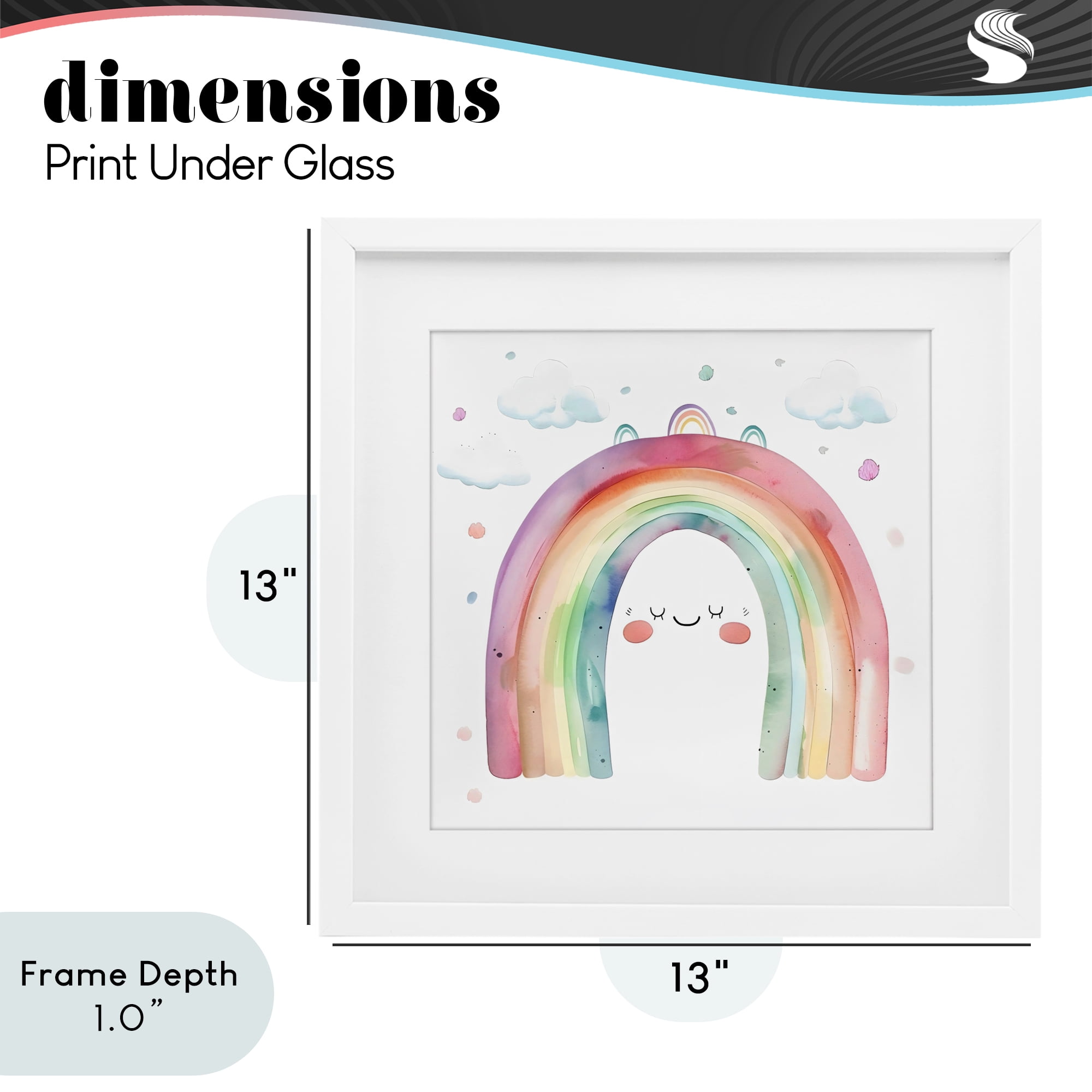 Stupell Industries Cute Smiling Rainbow White Framed Print Under Glass, design by Creative Studio