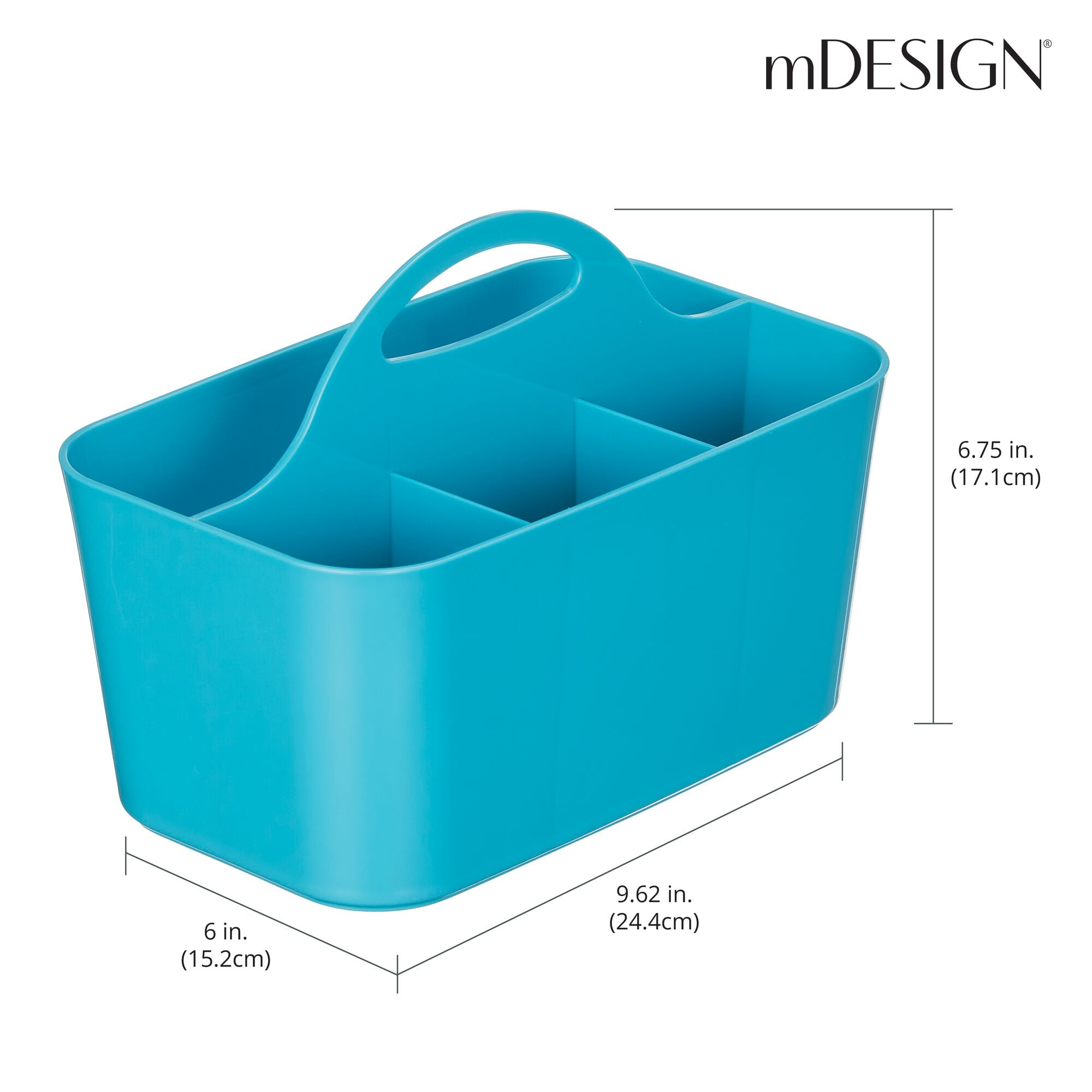 mDesign Plastic Shower Caddy Storage Organizer Basket with Handle, Ocean  Blue 