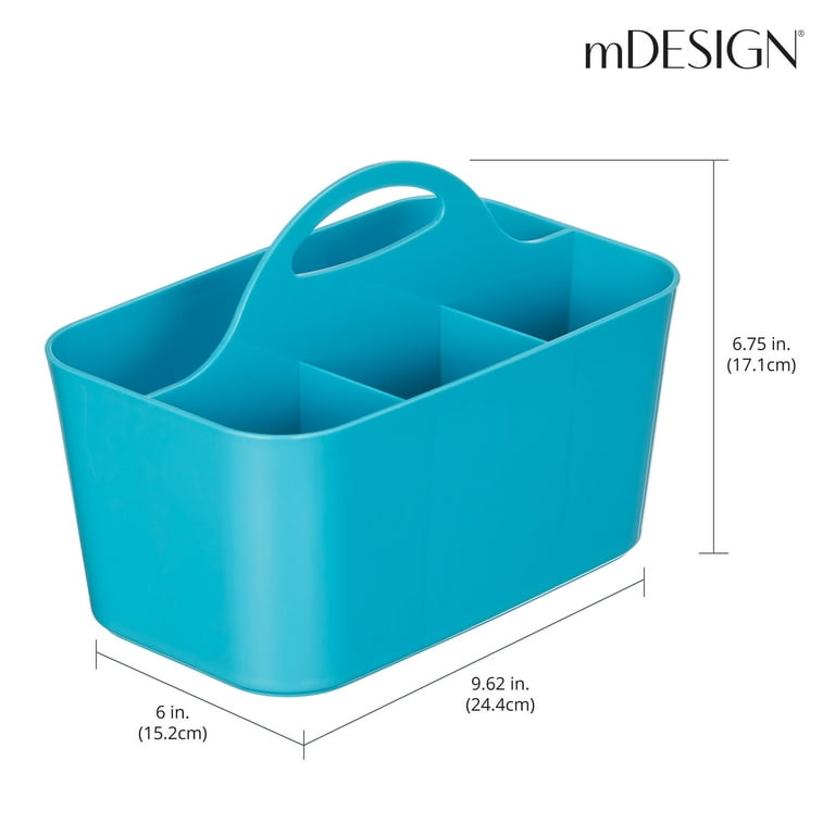mDesign Plastic Shower Caddy Storage Organizer Basket with Handle - Olive  Green