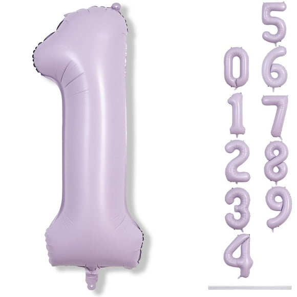 Globo numérico Lingqiang de 40 cm, color morado claro, para primer cumpleaños