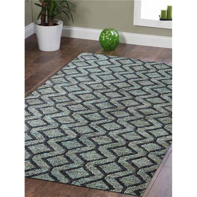 3 x 5 ft. Hand Knotted Sumak Jute Eco-Friendly Contemporary Rectangle Area Rug, Green & Charcoal