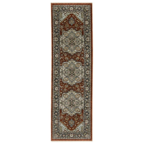 Oriental Weavers Aberdeen Area Rug - 1144R - 2'3" x 7'6" - in Red/ Blue - Vintage Inspired, Stain Resistant, Family and Pet Friendly , Entryway, Hallway Runner Rug