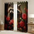 thumbnail image 2 of Cute Raccoon 30%-50% Blackout Curtains for Bedroom,Red Rose Curtains Drapes Romantic Flowers Curtains 2 Panels 38"Wx45"L,Woodland Animals Window Curtains, 2 of 5