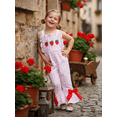 thumbnail image 5 of BemeyourBBs Toddler Baby Girls Strawberry Romper Overalls Outfit Sleeveless Plaid Strawberry Embroidery Bell Bottom Jumpsuit Overalls Kids Baby Girl Summer Clothes, 5 of 9