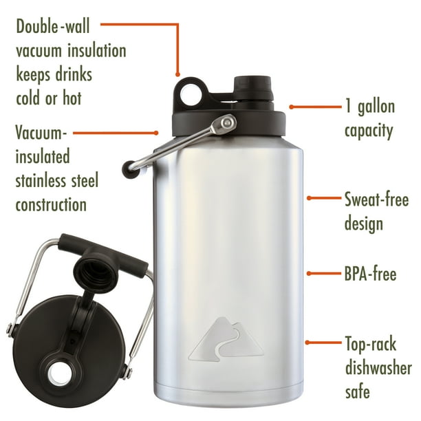 Ozark Trail 1 Gallon Insulated Stainless-Steel Water Jug, Silver