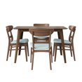 thumbnail image 4 of 5-Piece Mid-Century Modern Dining Set, 1 Wood Frame Dining Table and 4 Upholstered Ergonomic Chairs, Kitchen Furniture for 4, Mint+Walnut, 4 of 9
