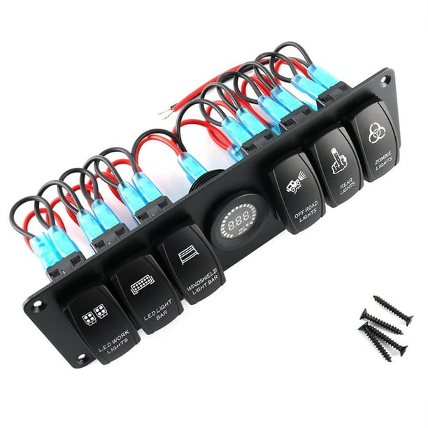 Voltímetro Led Colorido Del Panel Del Interruptor Basculante De 6 Bandas Para El Barco Marino Del Coche Rv matsuzay VI003485-00