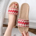 thumbnail image 3 of NOKIO Womens Couples Fashion Casual Anti-slip Linen Home Indoor Slippers Comfort Shoes Summer House Slippers for Women with Floral Linen Open Toe House Shoes Flax Indoor Slip On with Rubber Sole, 3 of 6