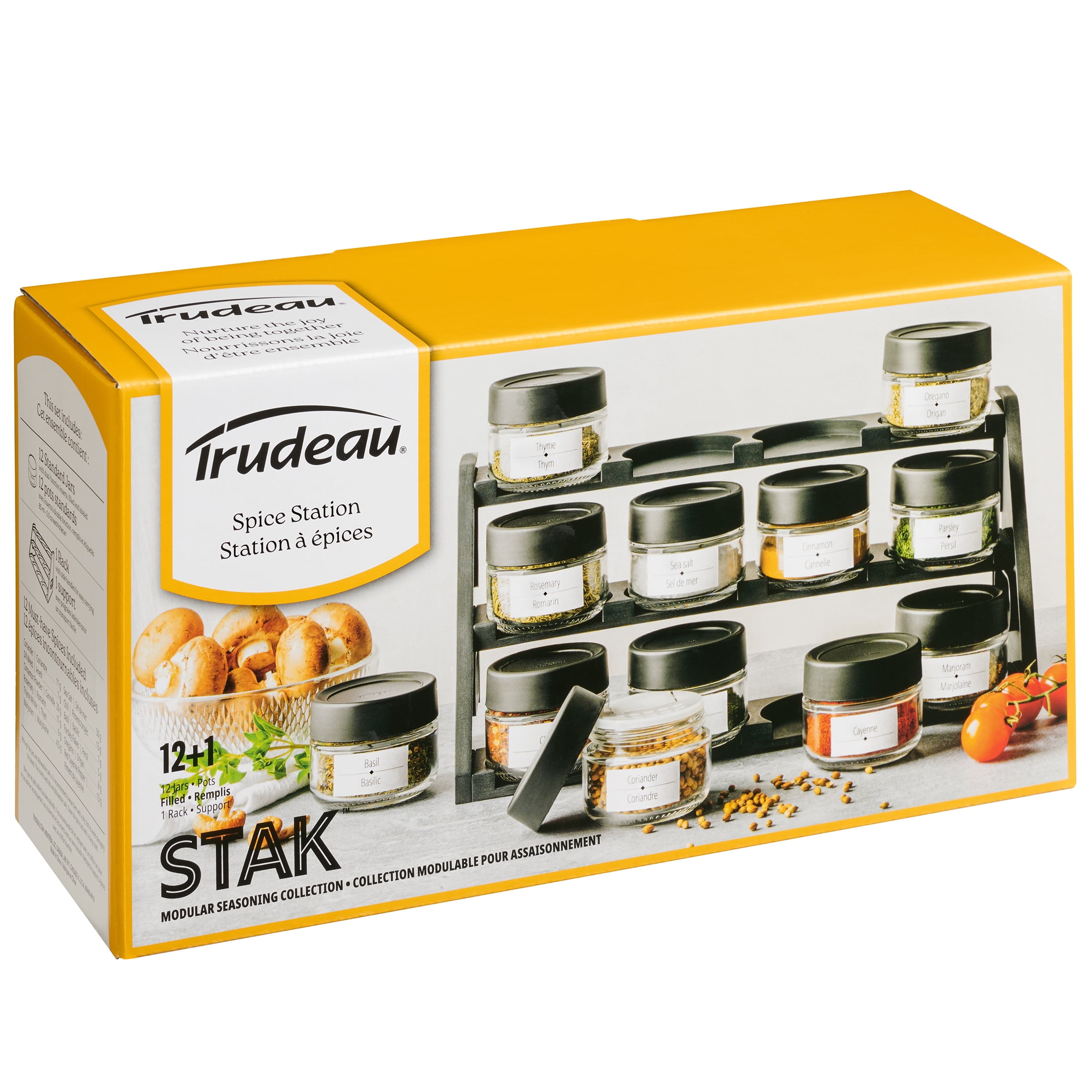 Trudeau STAK Modular Spice Rack - 12 glass bottles, filled