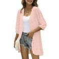 thumbnail image 2 of Baberdicy Long Cardigans for Women Trendy Women Casual Cardigan Three Quarter Sleeve Open Front Lightweight Dots Cardigan Draped Ruffles Cardigan Cardigan Sweaters for Women Pink Xl, 2 of 7
