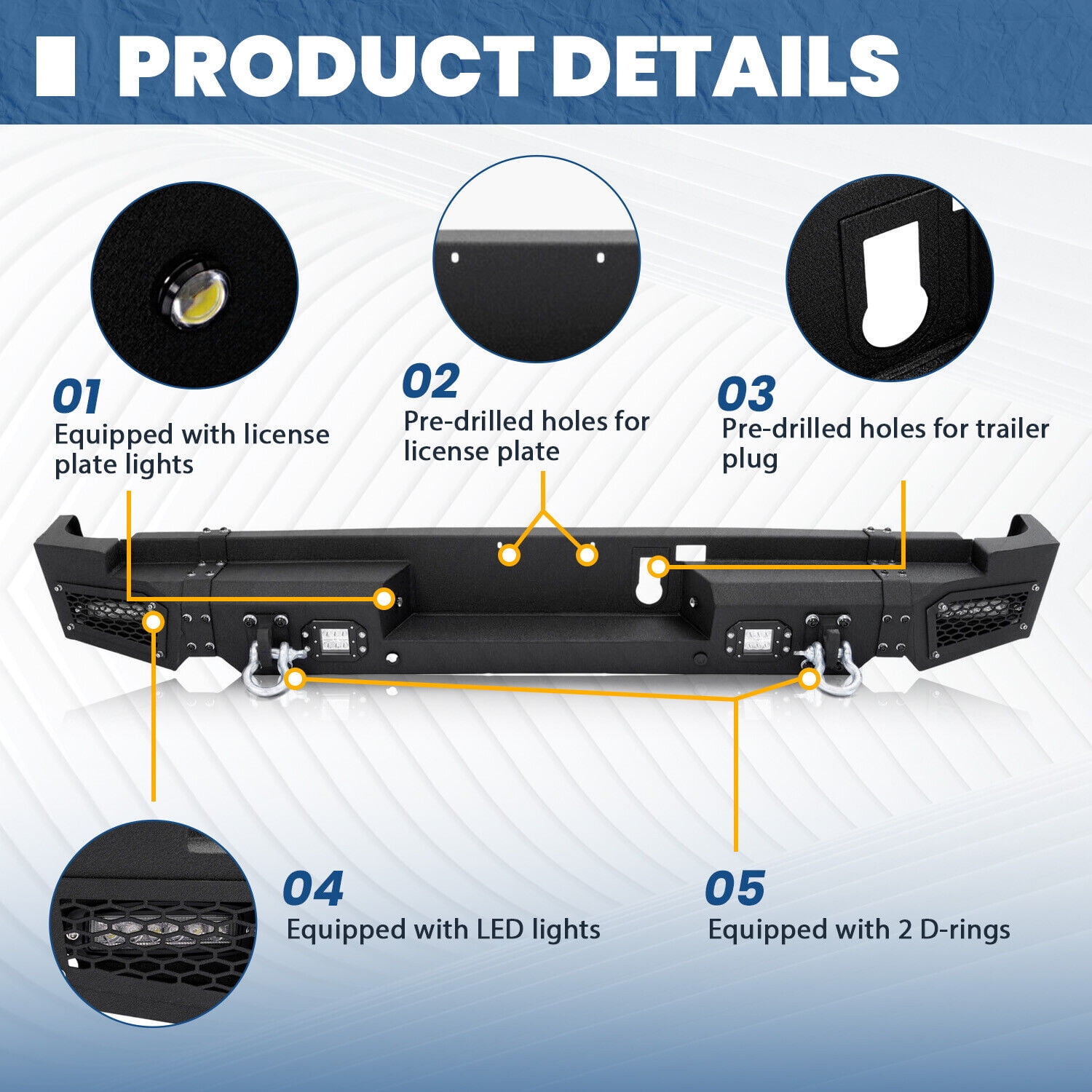 KOJEM Front Bumper Assembly, Fit for 2019-2021 Dodge Ram 1500, with LED Lights Steel Black 2 Packages！！！