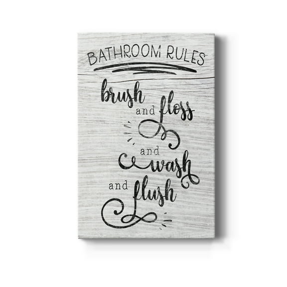 Bathroom Rules Premium Gallery Wrapped Canvas - Ready to Hang - 8 x 12
