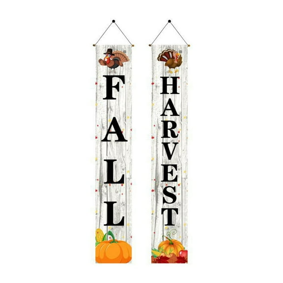 PureCasa Polyester Door Banner Couplet Welcome Home Porch Decorations, 1-Pair Fall Festival Home Party Decoration for Thanksgiving Holiday, Vintage Style Home Decor, 1PC, A, 12"x70.8"