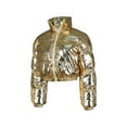 thumbnail image 6 of FEORJGP Women's Zip Up Puffer Jacket Metallic Cropped Winter Coat Warm Stand Collar Quilted Outwear Fashion Cool Thick Short Bomber Jacket, 6 of 7