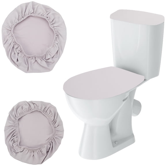 Velvet Toilet Lid Covers Set Bathroom Seat Covers Toilet Cover Non Slip Adjustable Machine Washable Dustproof Fits Round Elongated Oblong Toilet Lids
