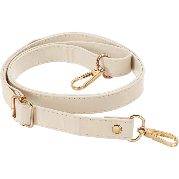 Leather Purse Strap Replacement 51 Inch, Adjustable Shoulder Crossbody Replacement Strap with Gold Hardware, Beige Strap for Bags