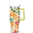 thumbnail image 2 of 40oz Yellow Lemon Pattern Stainless Steel Flip Straw Tumbler Spill Proof Travel Cup Double Wall Vacuum Insulated Coffee Mug with Top Handle, 2 of 6
