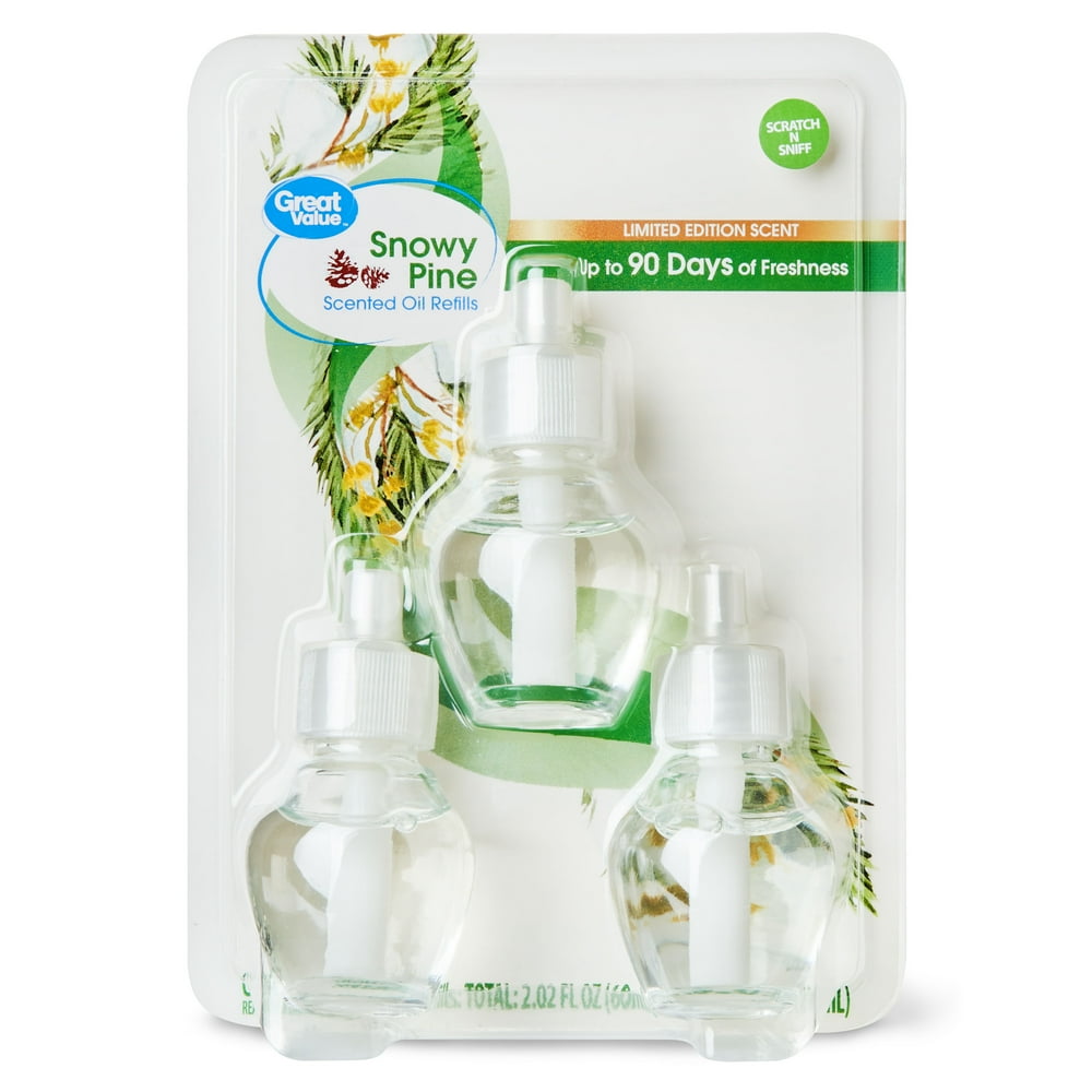 Great Value Plug In Scented Oil Refills, Snowy Pine, 3 Count Walmart