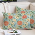thumbnail image 2 of Turquoise Flowers Throw Pillow Cover 20 x 36 Inch Decorative Pillow Cover Country Vintage Chic Flowers Vines Lumbar Pillowcase Seasonal Rectangle Cushion Case for Couch Sofa Bed Living Room, 2 of 9
