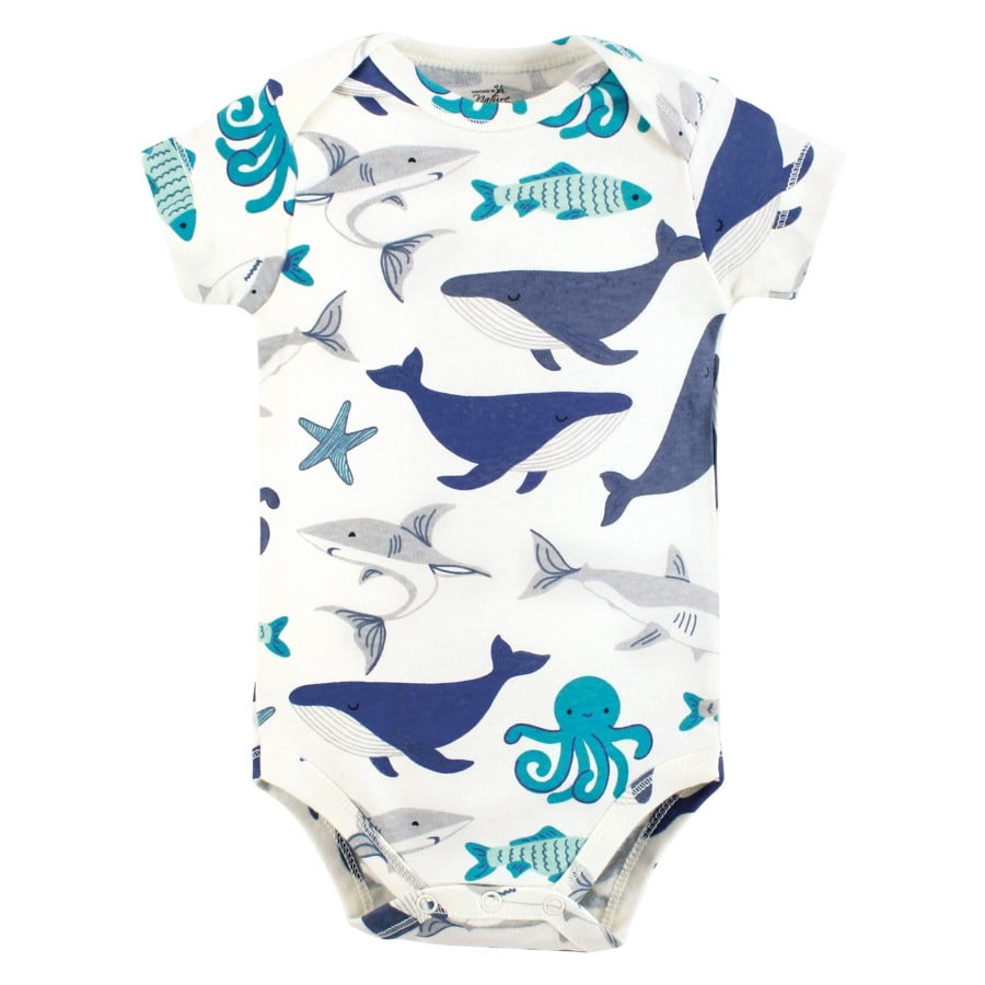 Touched by Nature Infant Boy Organic Cotton Bodysuits, Mystic Sea, Preemie