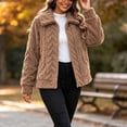 thumbnail image 6 of SZJXBUY Polar Fleece Jacket Women Plus Size Warm Zip Up Jackets Winter Casual Long Sleeve Outerwear Coats with Pockets Coffee,S, 6 of 7