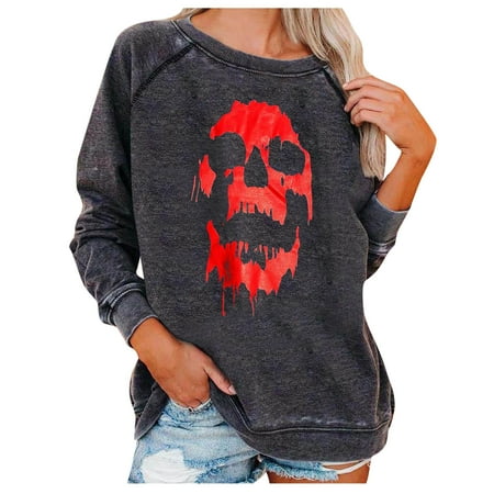 

Maternity Long Sleeve Shirts Long Sleeve Tops for Women Casual Fall Women Casual Full Sleeve Tops Loose Fit Shirts Blouse Halloween Skeleton Print Graphic Sweatshirt Long Sleeve Blouses