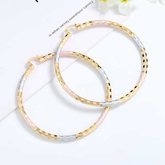 JoeytheJewelryNY 18k Layered real gold filled Round hoop earrings tri colors #29