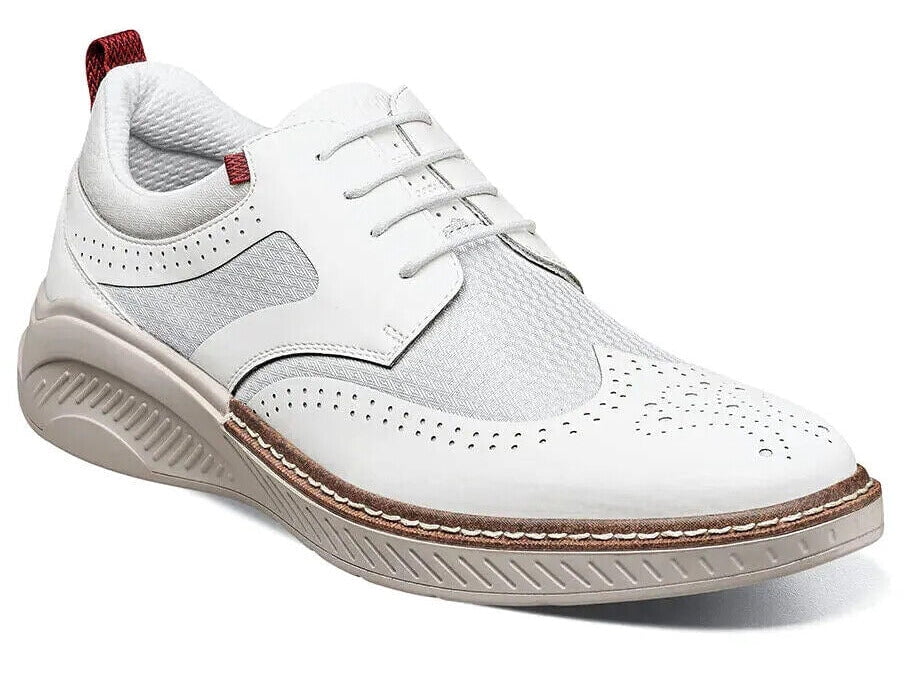 Men's Stacy Adams Beckham Wingtip Lace Up Sneaker Comfort White 25593 ...