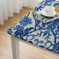 thumbnail image 4 of BANET  Rectangle Fabric Tablecloth, Allure Yellow and Blue Floral Bordered Print, Indoor Outdoor Stain and Water Resistant Table Cloth, Provence French Country white, 4 of 7