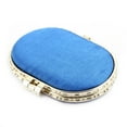 thumbnail image 5 of Oval Shape Embroidery Flower Pattern Butterfly Button Closure Makeup Mirror Blue, 5 of 5