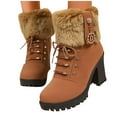 thumbnail image 5 of Tawop Winter Boots for Women Chunky Heel Lace Up Fall Boots, 5 of 9
