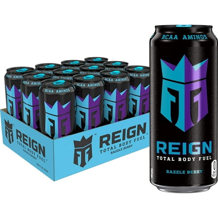 Reign Total Body Fuel, Razzle Berry, Fitness & Performance Drink, 16 Ounce (Pack of 12)