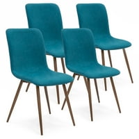 Best Choice Products Set of 4 Mid-Century Modern Dining Room Chairs w Fabric Upholstery and Metal Legs Teal by Best Choice Products