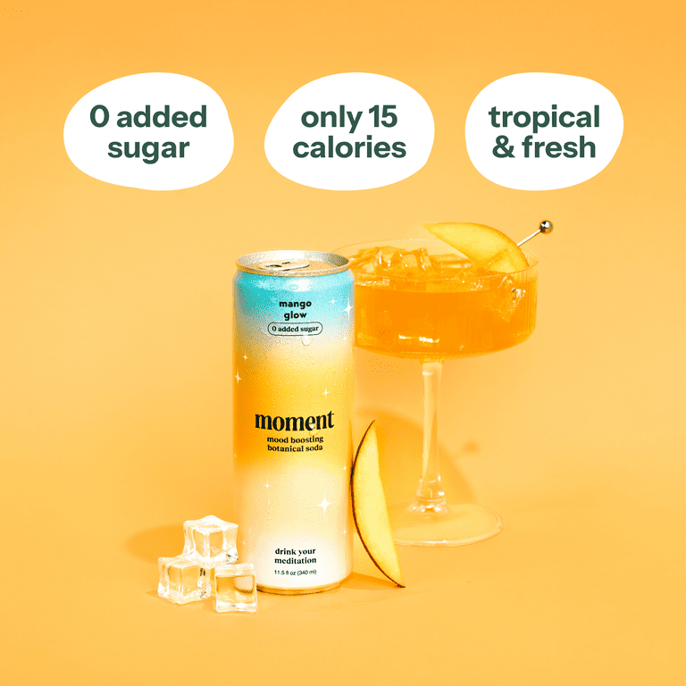 Moment Adaptogen Drink, Mango Chili, 11.5 Oz Cans, 12 Pack, Low
