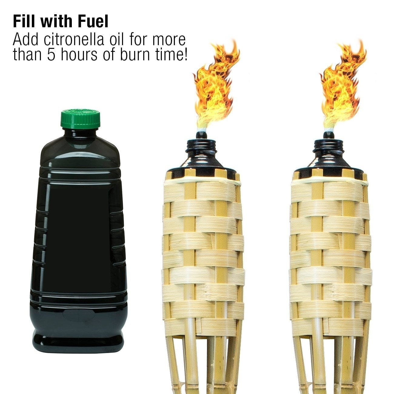 Matney  Torches - Includes Metal Oil Canisters with Covers to Extinguish flame (8 Pack)