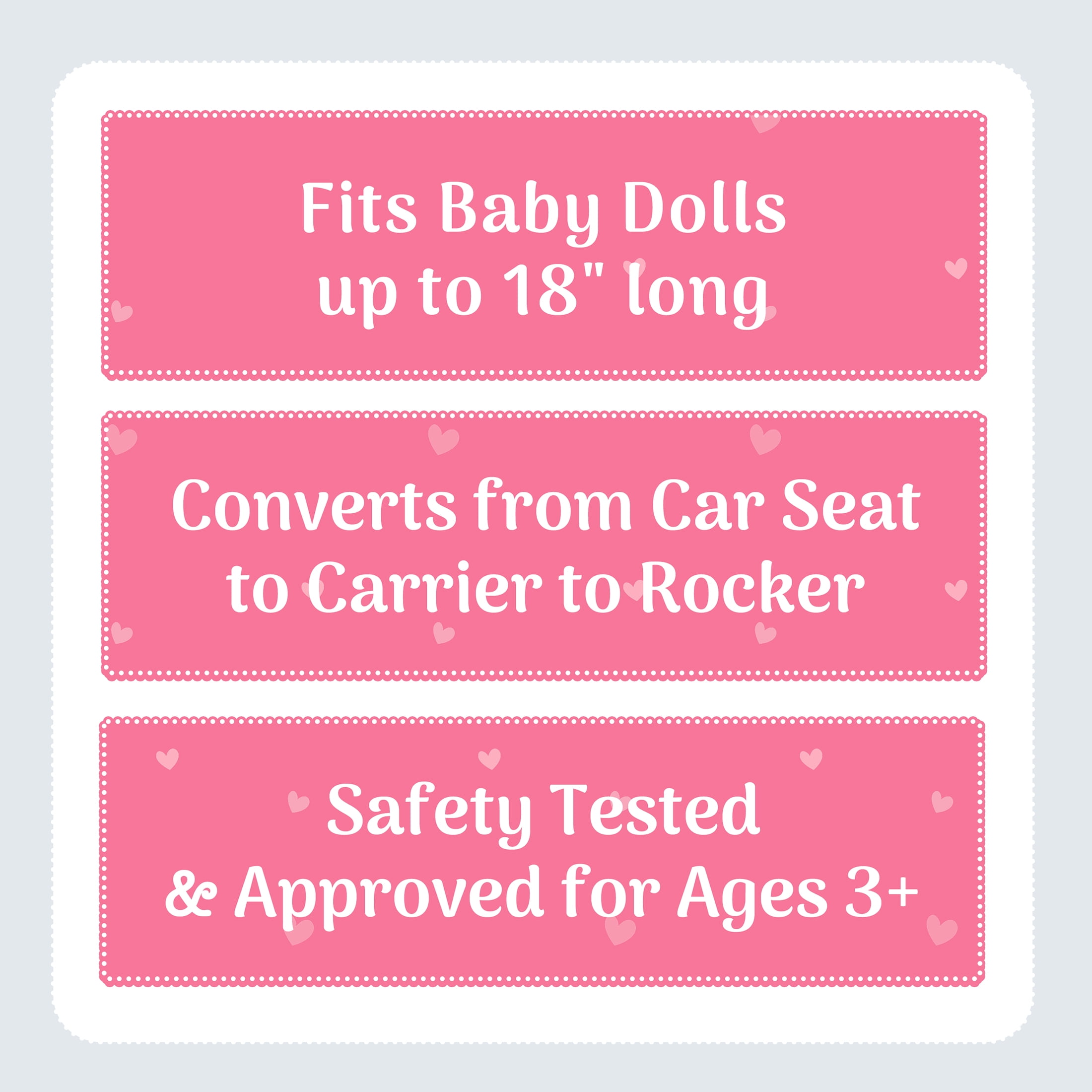 My Sweet Love Baby Doll 3-in-1 Carrier, Fit for 18inches Doll, For Kids Ages 3+