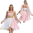 thumbnail image 6 of Aislor Womens Greek Toga Costume for Halloween Cosplay Costume Chiffon Sleeveless Dress Outfits Pink M, 6 of 7