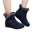thumbnail image 3 of Women's Winter Fur Snow Ankle Boots Buckle Suede Waterproof Zipper Anti-slip Warm Snow Short Booties, 3 of 5