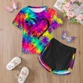 thumbnail image 2 of Zshosam Girls Clothes Summer Kid Toddler Girl Clothes Summer Short Sleeve Graphic Tee Shirt + Shorts Summer Outfits Set Size 6T 7T,(Dark Purple 6-7 Years), 2 of 5