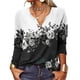 thumbnail image 2 of Blusa estampada de manga larga con escote en V para mujer: ropa informal elegante y chic, color negro, talla S, 2 of 5