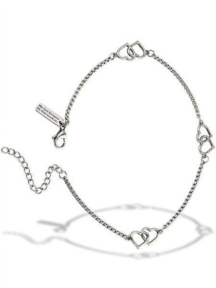Stainless Steel Double Heart Anklet-1 John 4:19 by Shields of Strength