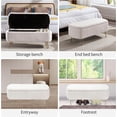 thumbnail image 7 of Storage Ottoman Bench, Modern Faux Fur Upholstered Entryway Bench with Gold Metal Legs, Flip Top Ottoman Stool Footrest for End of Bed Living Room Bedroom, Ivory, 7 of 7