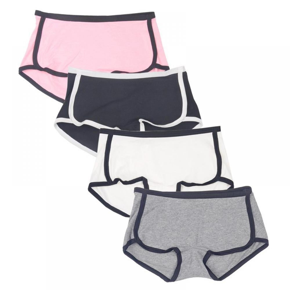 Women Boxers Basic Cotton Boyshort Solid Color Panties Underwear Ladies  Breathable Comfortable Briefs Pack 5
