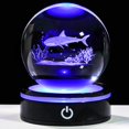 thumbnail image 1 of Lámpara YWHL 3D Shark Crystal Ball de 8 cm con base LED colorida, 1 of 6