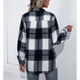 thumbnail image 4 of Chaqueta A Cuadros, Agradable A La Piel, Elegante, Con Cuello Vuelto, Informal, De Manga Larga, Para Mujeres Para El Trabajo De La Vida Diaria ANGGREK azul marino L, 4 of 7