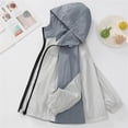 thumbnail image 5 of Big Boys Summer Thin Zip Hooded UPF Sun Protection Jacket Breathable Outdoor Coat Gray 10-11 Years, 5 of 7
