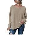 thumbnail image 2 of Lilgiuy Women's Fashion Solid Color V-neck Comfortable Loose T-shirt Long Sleeves Blouse Casual Tops for Women Oversized Boyfriend Style Sweatshirts, 2 of 5