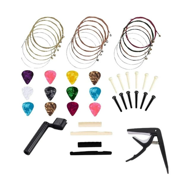 48-66 Pcs Guitar Accessories Kit - String Pick, Capo, Tuner, Changing Tools - All in One Set for Convenient Guitar Maintenance